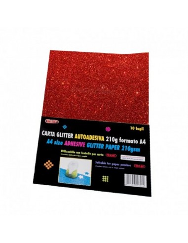 CARTA GLITTER ADESIVA A4 ROSSO 10FF